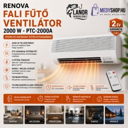 RENOVA fali fűtő ventilátor 2000 W - PTC-2000A