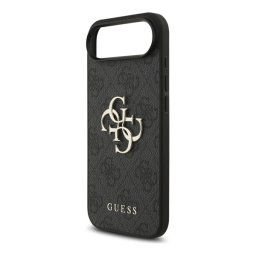 GUESS 4G BIG LOGO szilikon telefonvédő (ütésállóság, bőr hatású hátlap) FEKETE Apple iPhone Air