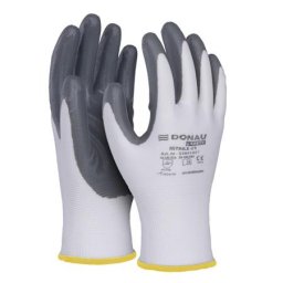 DONAU Szerelőkesztyű, nitril, DONAU "Safety 01", 8/M méret, szürke
