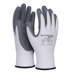 DONAU Szerelőkesztyű, nitril, DONAU "Safety 01", 10/XL méret, szürke