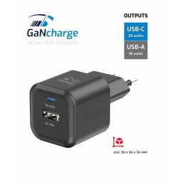 SWISSTEN HÁLÓZAT ADAPTER GaN 1x USB-C 20W PD 1x USB-A 18W QC FEKETE