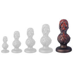 Skullis XL – prémium, piros-fekete anális dugó 18 x 8,5 cm