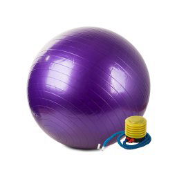 Yoga fitneszlabda, gimnasztikai labda pumpával, 65 cm, pumpával, lila