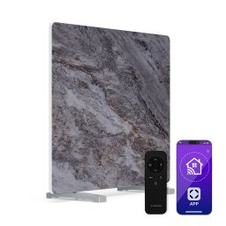Klarstein MarmoHeat infravörös panel | 420 W | 6 - 12 m² | márvány dizájn | 70 cm x 63 cm (Klr-MarmoHeat420Gry)