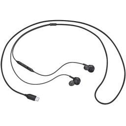 Vezetékes sztereó fülhallgató, USB Type-C, mikrofon, funkció gomb, hangerő szabályzó, Samsung, fekete, gyári