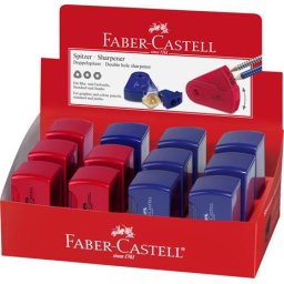 FABER-CASTELL Hegyező display, kétlyukú, 2 tartályos, FABER-CASTELL, vegyes színek
