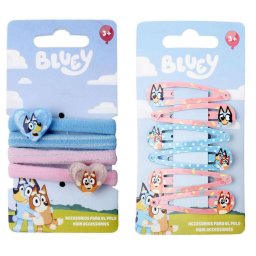 Pöttyös Bluey hajcsatt és hajgumi szett/10db