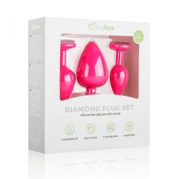 Easy Toys - 3 darabos szilikon anál dildókészlet rózsaszín, áttetsző betéttel (szett)