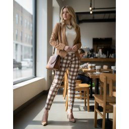 Női leggings barna kockás nadrág M-L méret