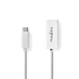 Nedis CCGB64950WT02 - USB hálózati adapter | USB 3.2 Gen 1 | 1000 Mbps | USB-C™ csatlakozó | RJ45 aljzat | 0,20 m | Fehér színű
