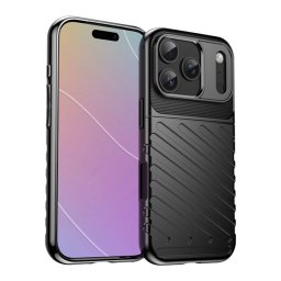 Szilikon telefonvédő (ütésállóság, csíkos, dombor minta) FEKETE Apple iPhone 17 Pro