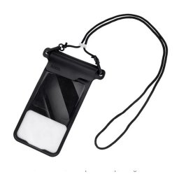 HOCO BAG31 vízhatlan/vízálló tok, AQUA (univerzális, IPX8, nyakba akasztható, tépőzáras, 7.2" méret) FEKETE