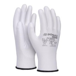 DONAU Szerelőkesztyű, PU, DONAU "Safety", 10/XL méret, fehér