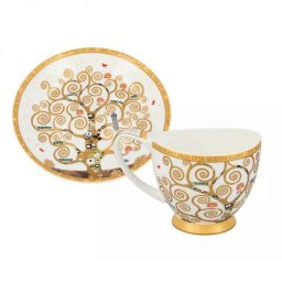 Klimt porcelán espresso kávéscsésze aljjal 100 ml - díszdobozban - CARMANI Életfa