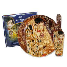 Klimt süteményes tányér tortalapáttal - A csók