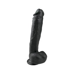 Easytoys - tapadókorongos, herés nagy dildó (26,5cm) - fekete
