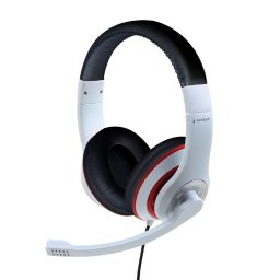 Mikrofonos fejhallgató headset fehér-fekete-piros Gembird (MHS-03-WTRDBK)