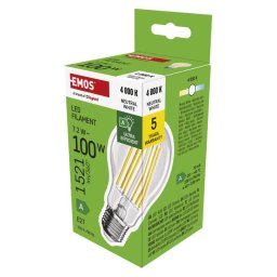 EMOS LED FLM A60 7,2W(100W) 1521lm E27 NW A CLASS