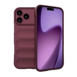 Szilikon telefonvédő (ütésállóság, kameravédő, 3D) BORDÓ Apple iPhone 17 Pro
