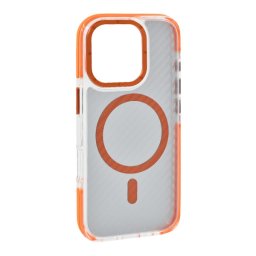 Szilikon telefonvédő (ütésállóság, légpárnás sarok, karbon minta, wireless, MagSafe) NARANCSSÁRGA Apple iPhone 16 Pro