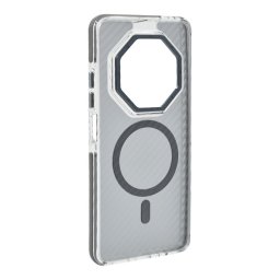 Szilikon telefonvédő (ütésállóság, légpárnás sarok, karbon minta, wireless, MagSafe) SÖTÉTSZÜRKE Xiaomi Redmi 14C 4G
