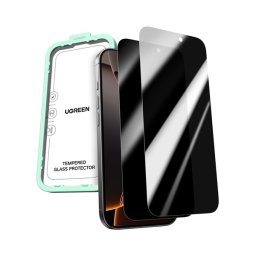 UGREEN SP1155 képernyővédő üveg 2db (betekintés ellen, 0.33mm, 9H + segédkeret) ÁTLÁTSZÓ Apple iPhone 17 Pro