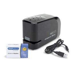 RAPESCO Tűzőgép, 26/6, 15 lap, elemes, USB töltővel, RAPESCO "626EL", fekete