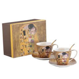 Klimt porcelán csésze aljjal 2 személyes készlet - 250 ml - The Kiss