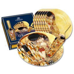 Klimt üveg süteményes készlet tortalapáttal - 6 személyes - The Kiss