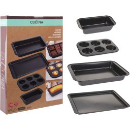 La Cucina 4 db-os tapadásmentes tepsi készlet Muffin sütővel, 37 x 26 cm