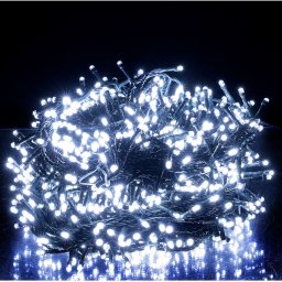 20 m-es 1000 LED-es BOA fényfüzér, kültéri-beltéri hálózati adapteres ,időzíthető 6/18 órás, 8 féle fényjátékkal, hideg fehér, IP44