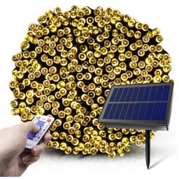16 m-es 800 LED-es BOA fényfüzér, hybrid tölthető-napelemes, meleg fehér, 8 világítási mód, időzíthető, távvezérlővel