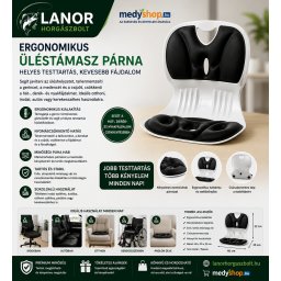 Ergonomikus deréktámasztó párna gyerekeknek - fekete/fehér