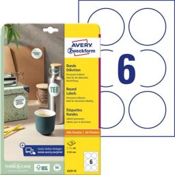 AVERY ZWECKFORM Etikett, univerzális, 80 mm, kör, AVERY ZWECKFORM, 60 etikett/csomag