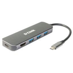 D-Link DUB-2333 USB-C hub HDMI-vel és 3x USB3.0-val, mini dokkolóállomással