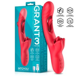 IntoYou - Grant vibrátor mozgó szárrésszel, nyelvecskés csiklóizgatóval (pink)