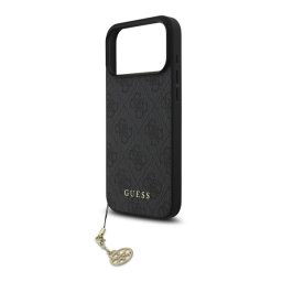 GUESS 4G CHARMS műanyag telefonvédő (textil hátlap, telefondísz) SÖTÉTSZÜRKE Apple iPhone 17 Pro Max