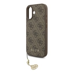 GUESS 4G CHARMS műanyag telefonvédő (textil hátlap, telefondísz) BARNA Apple iPhone 17