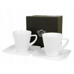 Duo Infinity fehér porcelán csésze aljjal - 250 ml - 2 személyes készlet