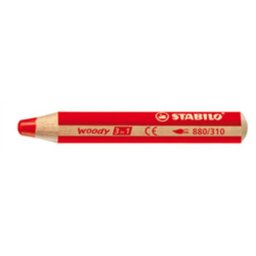 STABILO Színes ceruza, kerek, vastag, STABILO "Woody 3 in 1", piros