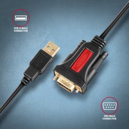 USB / soros RS-232 port kábel 1.5m aktív fekete AXAGON (ADS-1PSN)