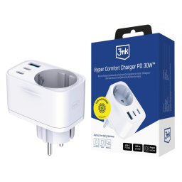 3mk hálózati töltő Comfort Charger GaN 30W, fehér