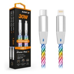 ALIGATOR Adatkábel LIGHT 3A, 30W USB-C/Lightning 1,2m