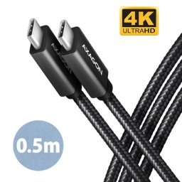 AXAGON BUCM32-CM05AB, SPEED kábel USB-C USB-C, 0.5m, USB 20Gbps, PD 100W 5A, 4K HD, ALU, fonott, fonott kábel