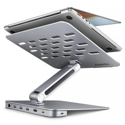 AXAGON HMC-STND, állvány 10"-17" laptopokhoz, USB 5Gbps hub, 3x USB-A, HDMI 4k/60Hz, RJ-45, PD 100W, USB-C kábel 60cm