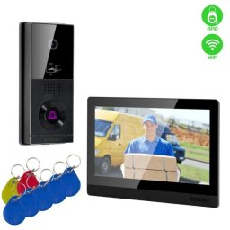 EVOLVEO DoorPhone AHD10, otthoni WiFi videotelefon készlet ajtóvezérléssel és RFID-vel, fekete 10" monitor, 32GB