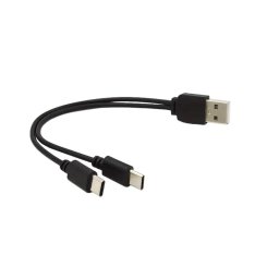 PREMIUMCORD Töltőkábel USB 2.0, 2xUSB-C USB-re, 15cm, fekete