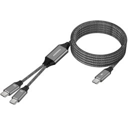 PREMIUMCORD USB-C töltőkábel, 2xUSB-C USB-C-re, 100W, 1m, fekete, 1m, fekete