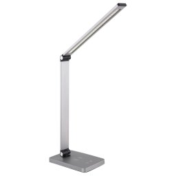 Platinet PDL888S 10W-os dimmelhető LED asztali lámpa, vezeték nélküli töltéssel, USB porttal, ezüst színű
