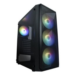 VeinX tok ME19A Mid Tower, tápegység nélkül, 1x USB3.0, 1x USB2.0, 4x 120mm ARGB ventilátor, 1x ARGB vezérlő, fekete színű